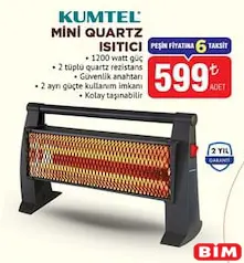 KUMTEL MİNİ QUARTZ ISITICI 1200 W fiyat ve kampanya bilgisi